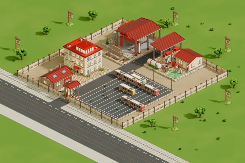 Zajezdnia w 3D, render z modeli gry