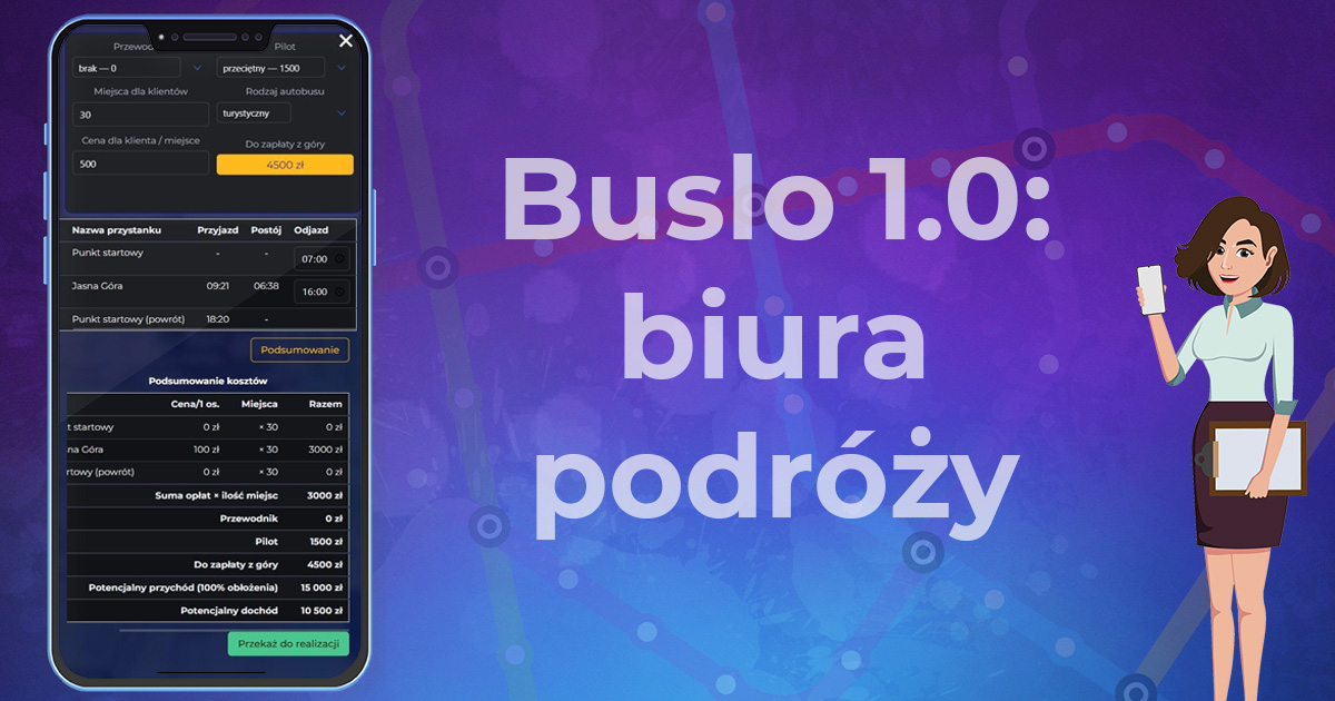 Zrzut ekranu z nowego trybu Buslo – biura podróży i organizacja wycieczek