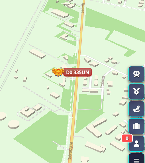 Podgląd ikon FleetClass przy markerach pojazdów w Buslo