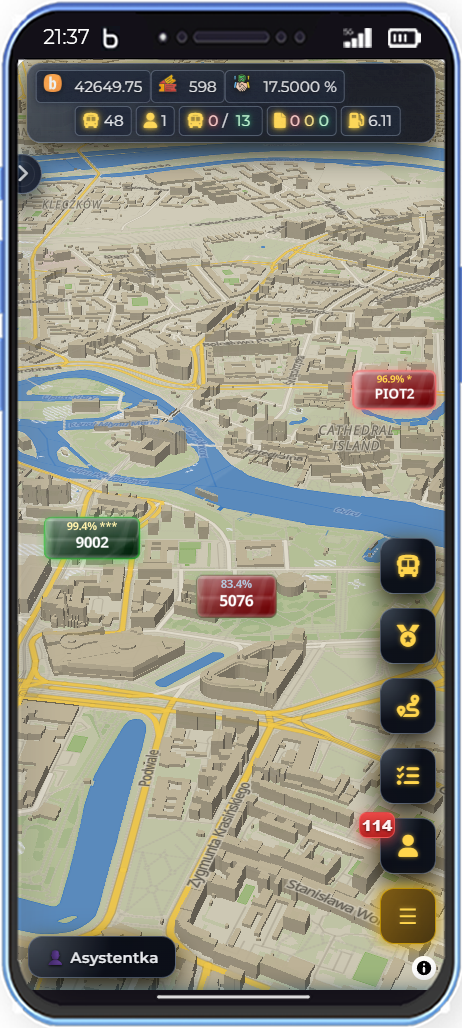 Podgląd FleetClass na mapie w Buslo